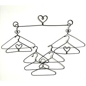 Wire Doll Clothes Hanger Lot of 9 Heart Accent 18" Doll Size AG Metal
